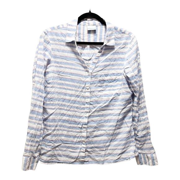 Columbia Purple blue Striped Light Weight Sun Button Up Shirt Collared Size Med - Picture 1 of 10